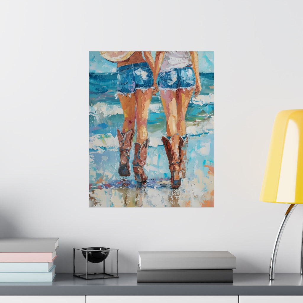 Beachside Sisters Matte Vertical Poster — Wall Art
