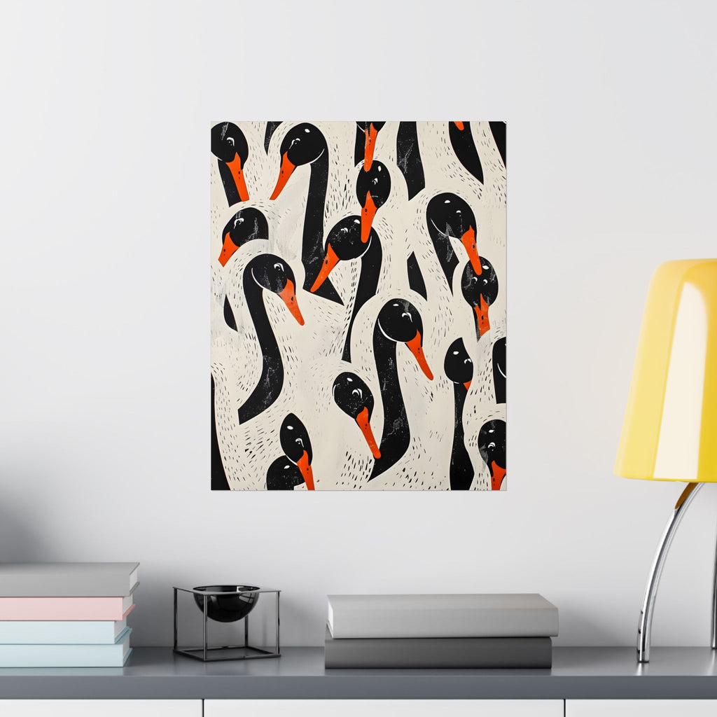 The Gathering of Black Swans Art Matte Vertical Poster —  Wall Art