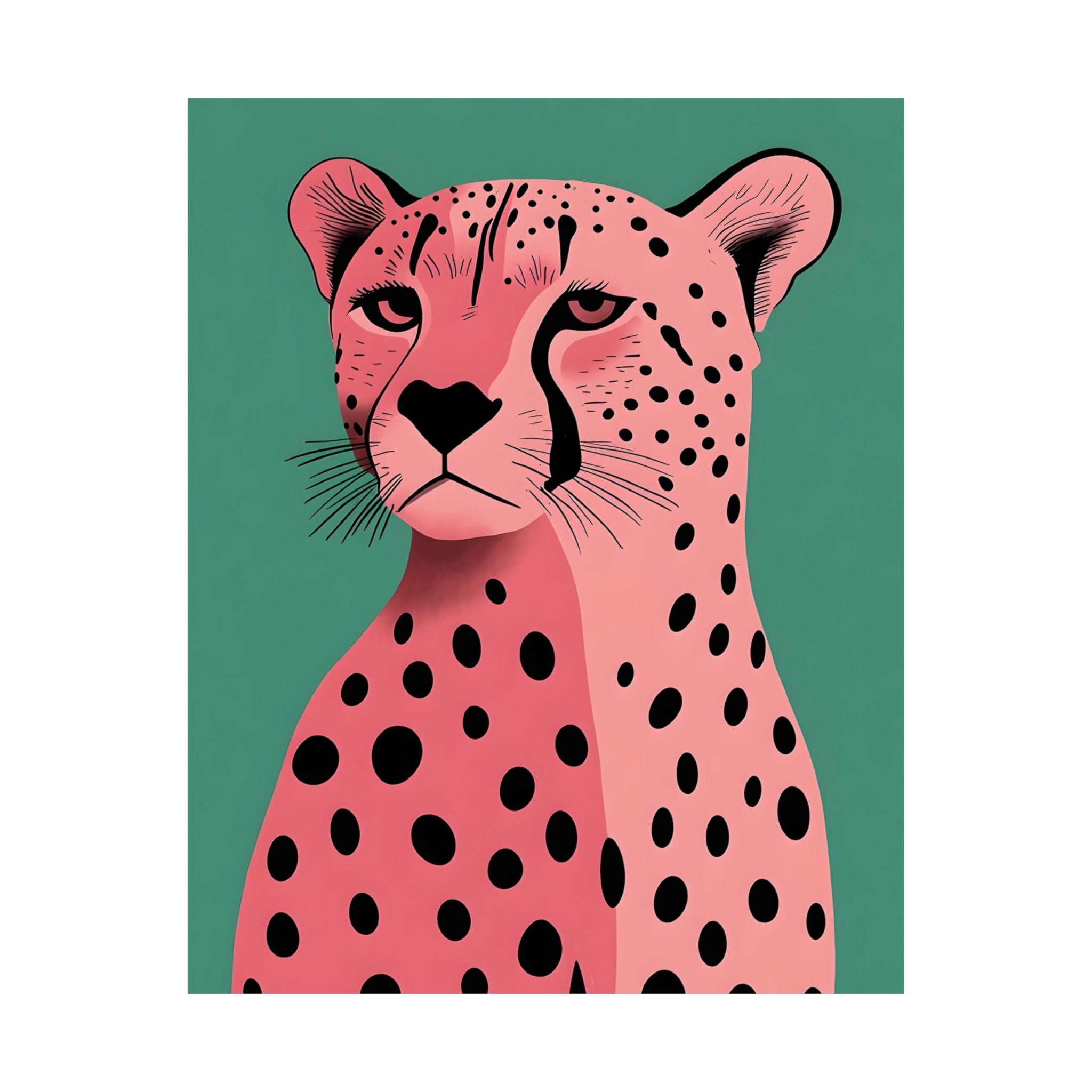 Cheetah Pop Art Matte Vertical Poster — Pink & Teal Modern Animal Wall Art