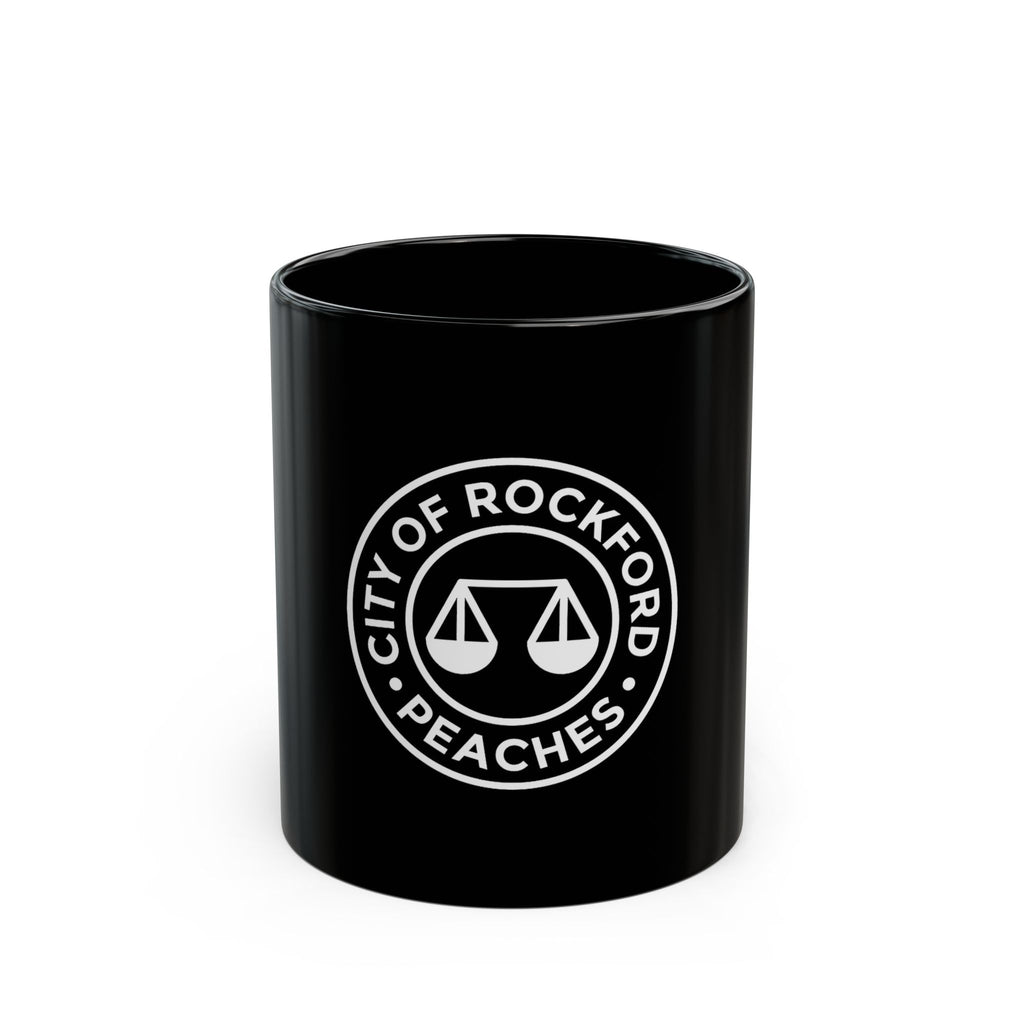 Peaches City of Rock Ford Logo Retro Black Mug (11oz, 15oz)