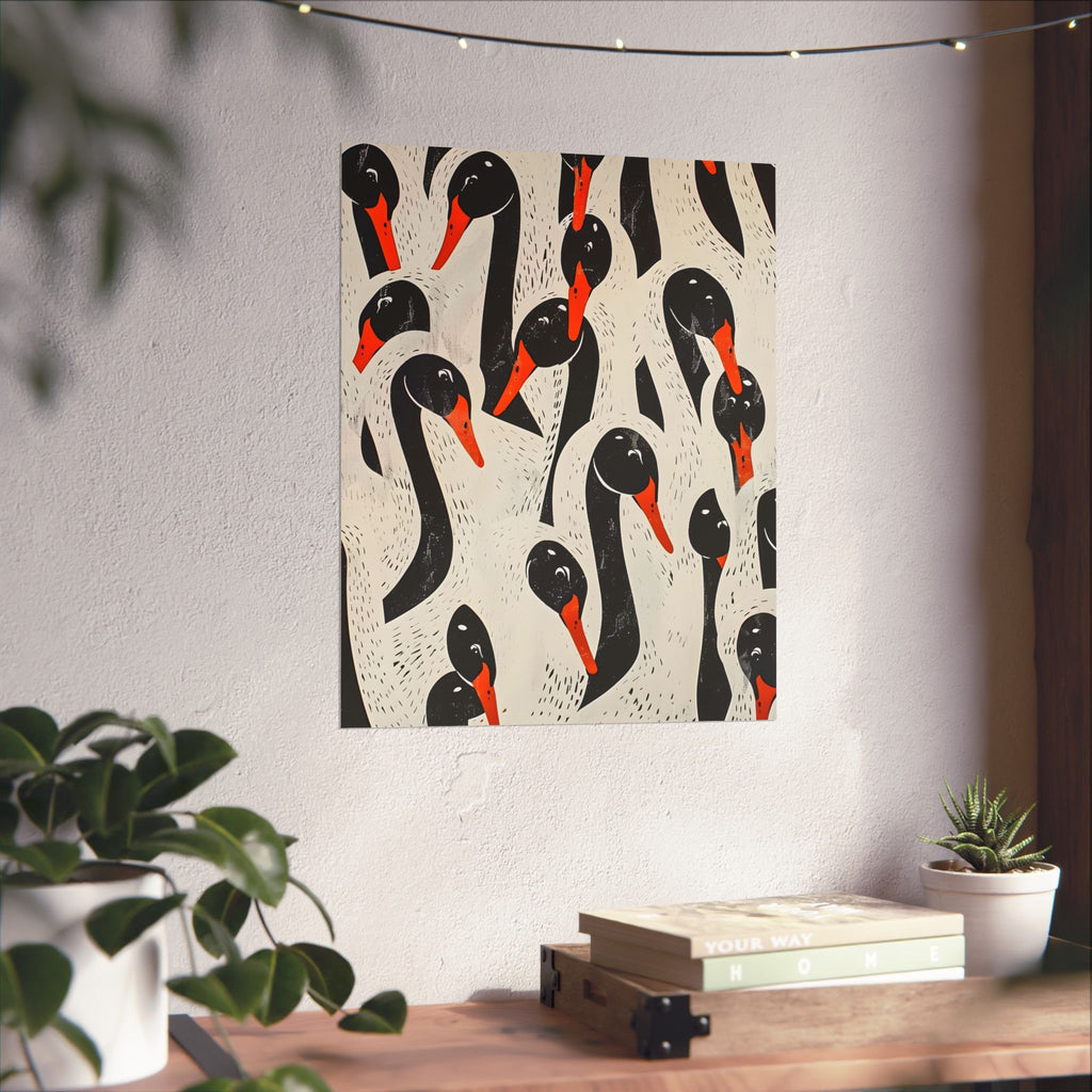 The Gathering of Black Swans Art Matte Vertical Poster —  Wall Art
