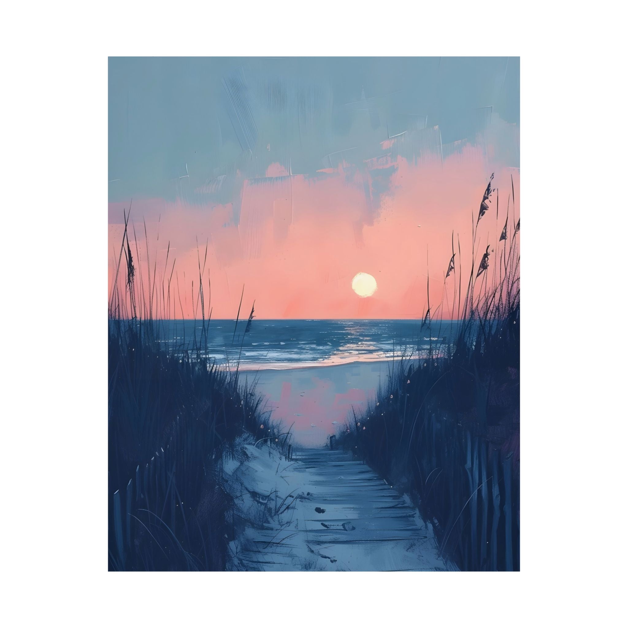 Where the Day Meets the Sea Matte Vertical Poster — Vintage 70s Style Wall Art