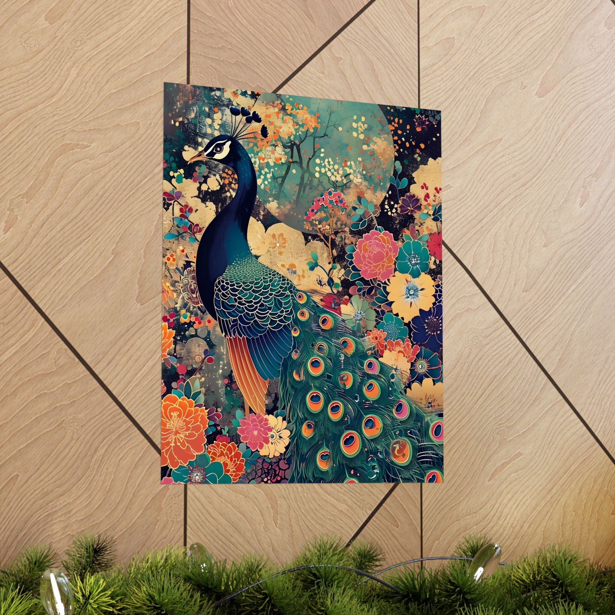 The Peacock’s Garden” Matte Vertical Poster — Wall Art